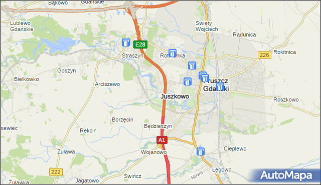 mapa Juszkowo, Juszkowo na mapie Targeo