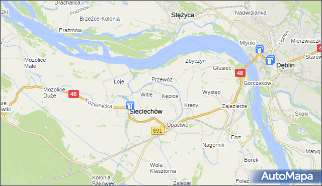 mapa Kępice gmina Sieciechów, Kępice gmina Sieciechów na mapie Targeo