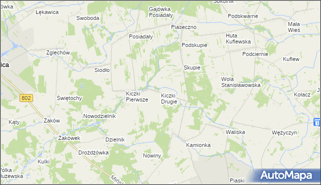 mapa Kiczki Drugie, Kiczki Drugie na mapie Targeo