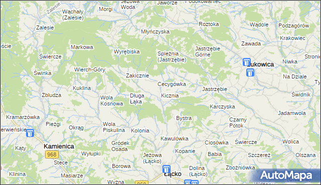 mapa Kicznia, Kicznia na mapie Targeo
