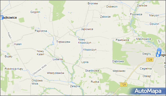 mapa Kłopoczyn, Kłopoczyn na mapie Targeo