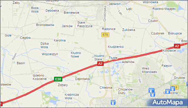 mapa Kłudno Stare, Kłudno Stare na mapie Targeo