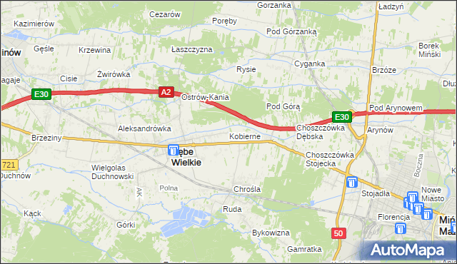 mapa Kobierne, Kobierne na mapie Targeo