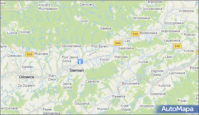 mapa Kocoń, Kocoń na mapie Targeo