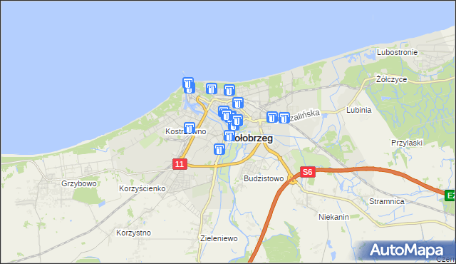 mapa Kołobrzegu, Kołobrzeg na mapie Targeo