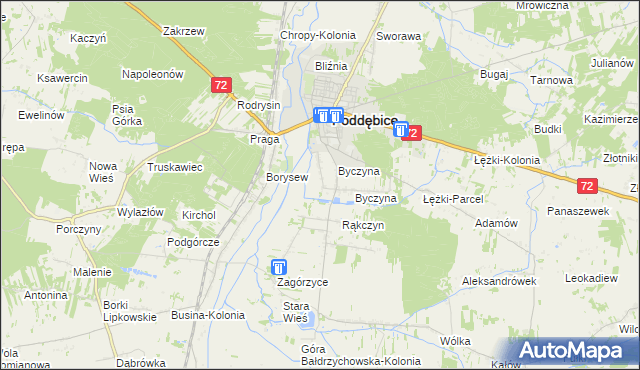 mapa Kolonia Byczyna, Kolonia Byczyna na mapie Targeo