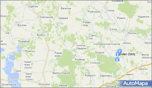 mapa Kolonia Zagajów, Kolonia Zagajów na mapie Targeo