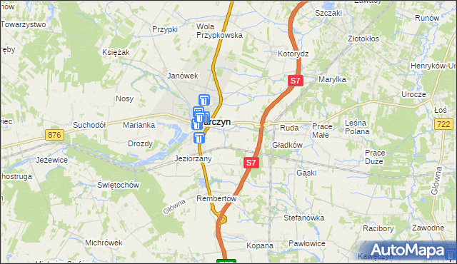 mapa Komorniki gmina Tarczyn, Komorniki gmina Tarczyn na mapie Targeo