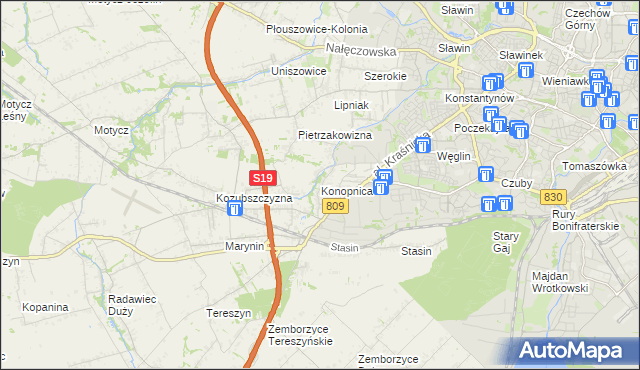 mapa Konopnica powiat lubelski, Konopnica powiat lubelski na mapie Targeo