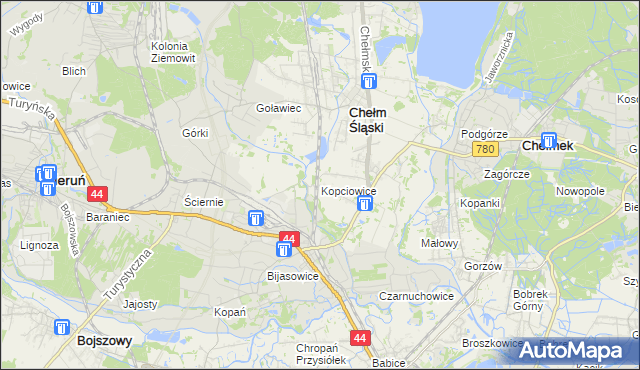 mapa Kopciowice, Kopciowice na mapie Targeo