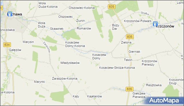 mapa Kosarzew Dolny, Kosarzew Dolny na mapie Targeo