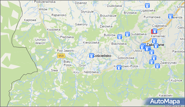 mapa Kościelisko, Kościelisko na mapie Targeo