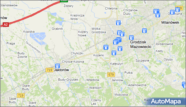 mapa Kozerki, Kozerki na mapie Targeo