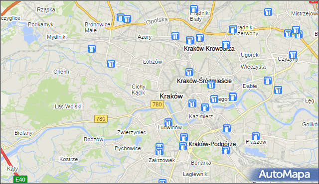 mapa Krakowa, Kraków na mapie Targeo