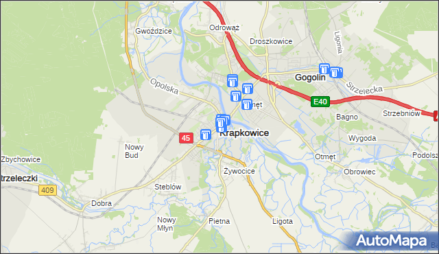 mapa Krapkowice, Krapkowice na mapie Targeo