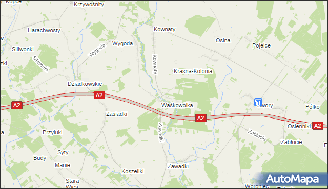 mapa Krasna gmina Huszlew, Krasna gmina Huszlew na mapie Targeo