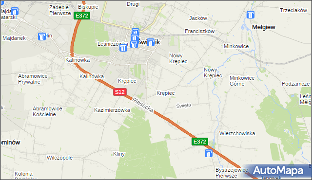 mapa Krępiec gmina Mełgiew, Krępiec gmina Mełgiew na mapie Targeo