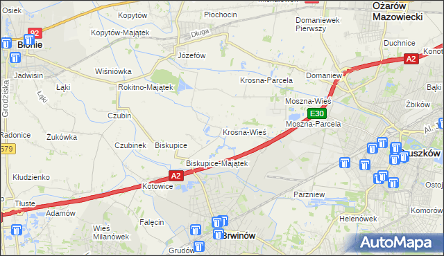 mapa Krosna-Wieś, Krosna-Wieś na mapie Targeo
