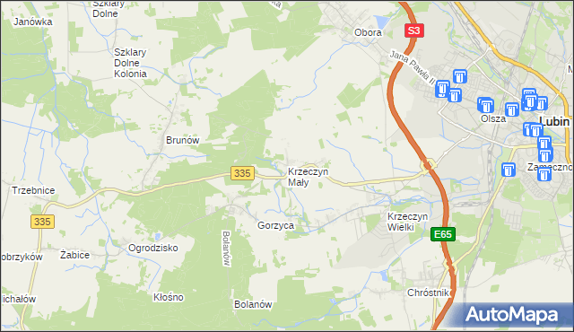 mapa Krzeczyn Mały, Krzeczyn Mały na mapie Targeo