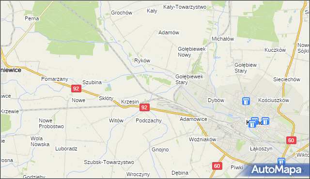 mapa Krzesinówek, Krzesinówek na mapie Targeo