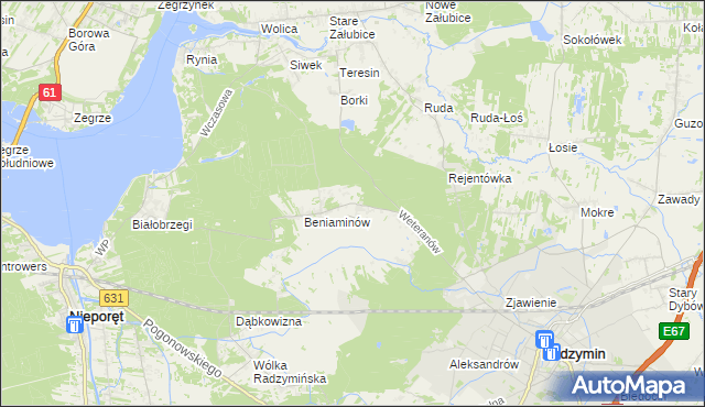 mapa Łąki gmina Radzymin, Łąki gmina Radzymin na mapie Targeo