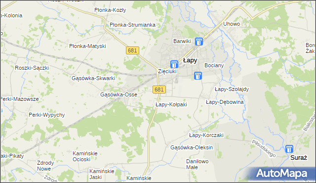 mapa Łapy-Łynki, Łapy-Łynki na mapie Targeo