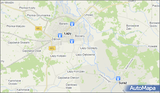 mapa Łapy-Szołajdy, Łapy-Szołajdy na mapie Targeo