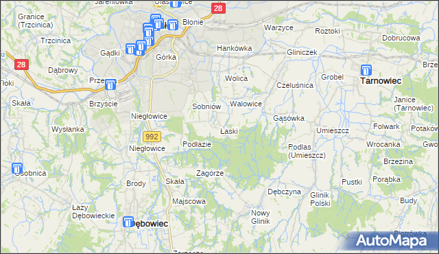 mapa Łaski gmina Jasło, Łaski gmina Jasło na mapie Targeo