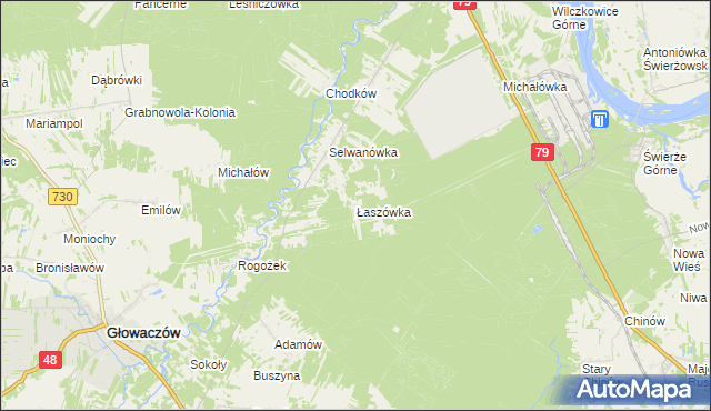 mapa Łaszówka, Łaszówka na mapie Targeo