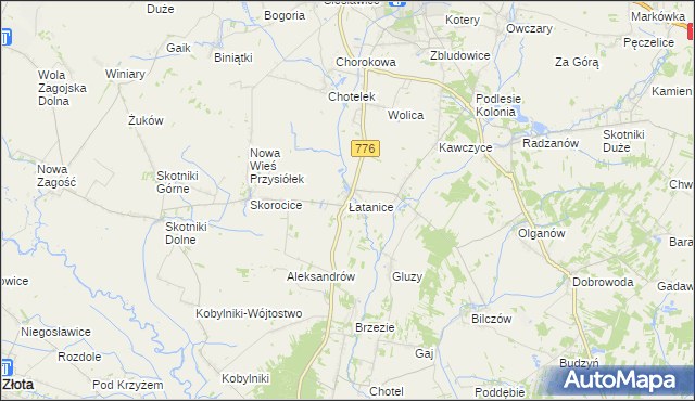 mapa Łatanice, Łatanice na mapie Targeo
