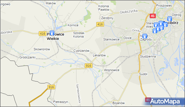 mapa Lekartów, Lekartów na mapie Targeo