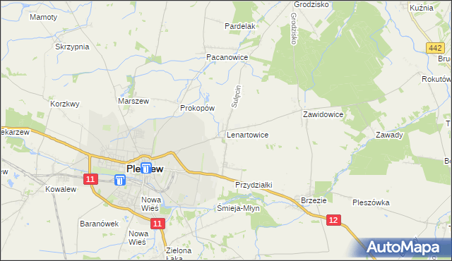mapa Lenartowice gmina Pleszew, Lenartowice gmina Pleszew na mapie Targeo