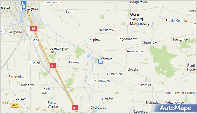 mapa Leśmierz, Leśmierz na mapie Targeo