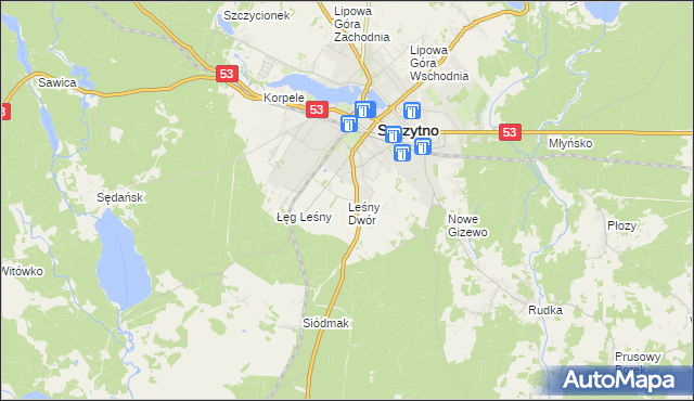 mapa Leśny Dwór gmina Szczytno, Leśny Dwór gmina Szczytno na mapie Targeo