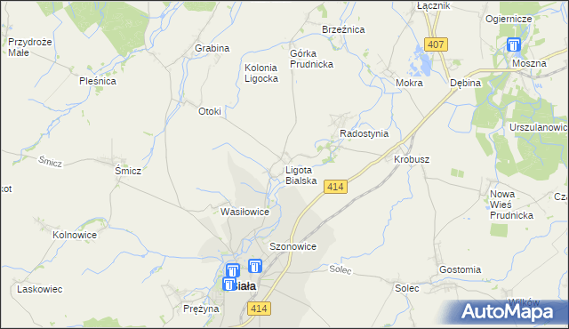 mapa Ligota Bialska, Ligota Bialska na mapie Targeo