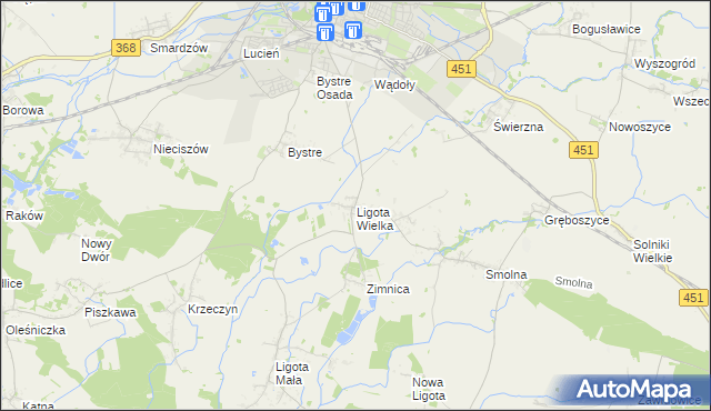 mapa Ligota Wielka gmina Oleśnica, Ligota Wielka gmina Oleśnica na mapie Targeo
