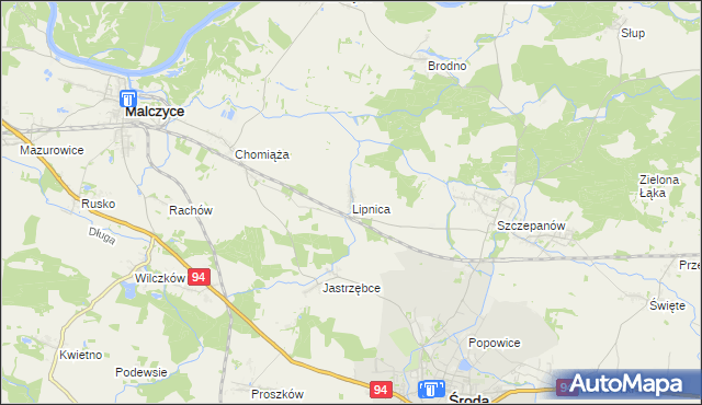 mapa Lipnica gmina Środa Śląska, Lipnica gmina Środa Śląska na mapie Targeo