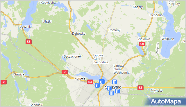 mapa Lipowa Góra Zachodnia, Lipowa Góra Zachodnia na mapie Targeo