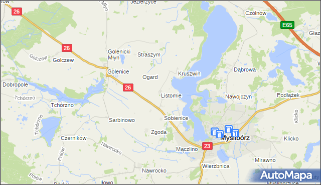 mapa Listomie, Listomie na mapie Targeo