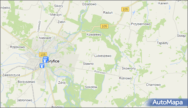 mapa Lubieszewo gmina Gryfice, Lubieszewo gmina Gryfice na mapie Targeo
