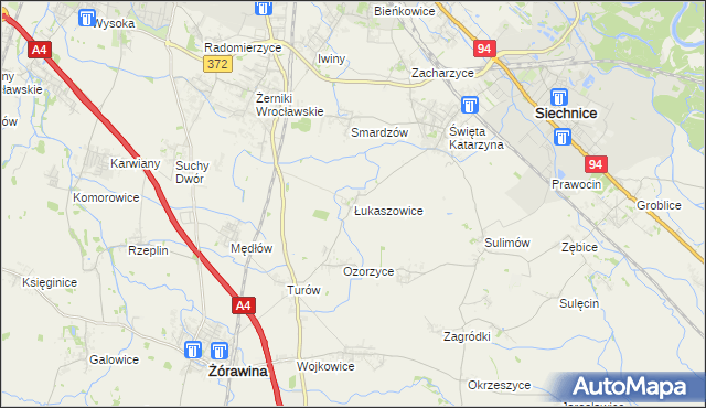 mapa Łukaszowice, Łukaszowice na mapie Targeo