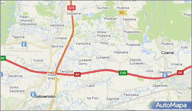 mapa Łukawiec gmina Trzebownisko, Łukawiec gmina Trzebownisko na mapie Targeo