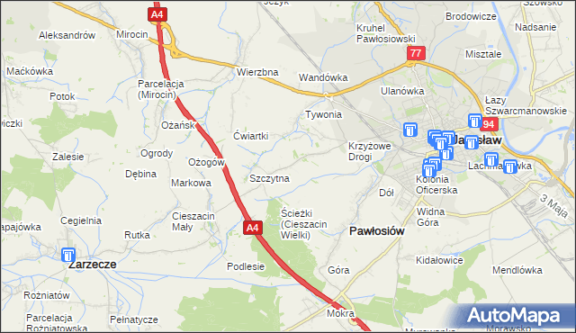 mapa Maleniska gmina Pawłosiów, Maleniska gmina Pawłosiów na mapie Targeo