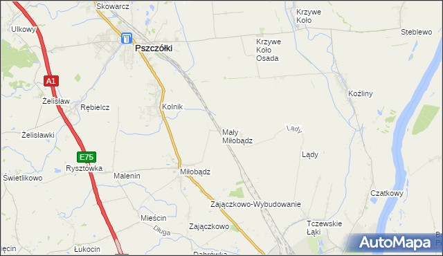 mapa Mały Miłobądz, Mały Miłobądz na mapie Targeo