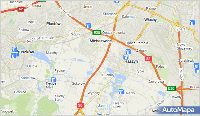 mapa Michałowice-Wieś, Michałowice-Wieś na mapie Targeo