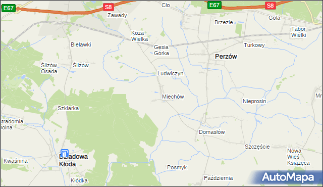 mapa Miechów gmina Perzów, Miechów gmina Perzów na mapie Targeo