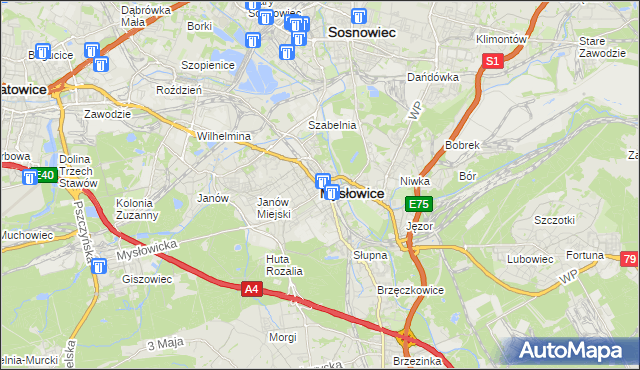 mapa Mysłowice, Mysłowice na mapie Targeo