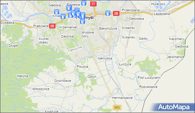 mapa Nehrybka, Nehrybka na mapie Targeo