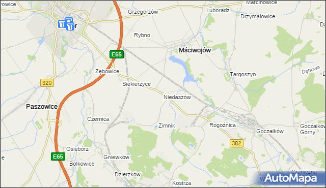 mapa Niedaszów, Niedaszów na mapie Targeo