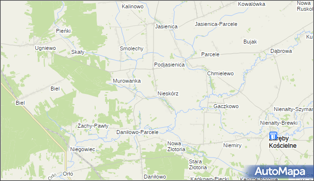 mapa Nieskórz, Nieskórz na mapie Targeo